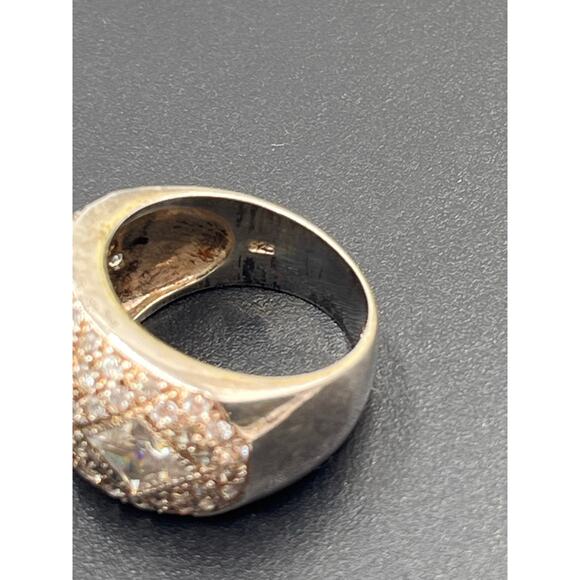 DBJ Designer Ladies Sterling Silver Rhinestone Cocktail Jewelry Ring Size 8.25 - Picture 11 of 11